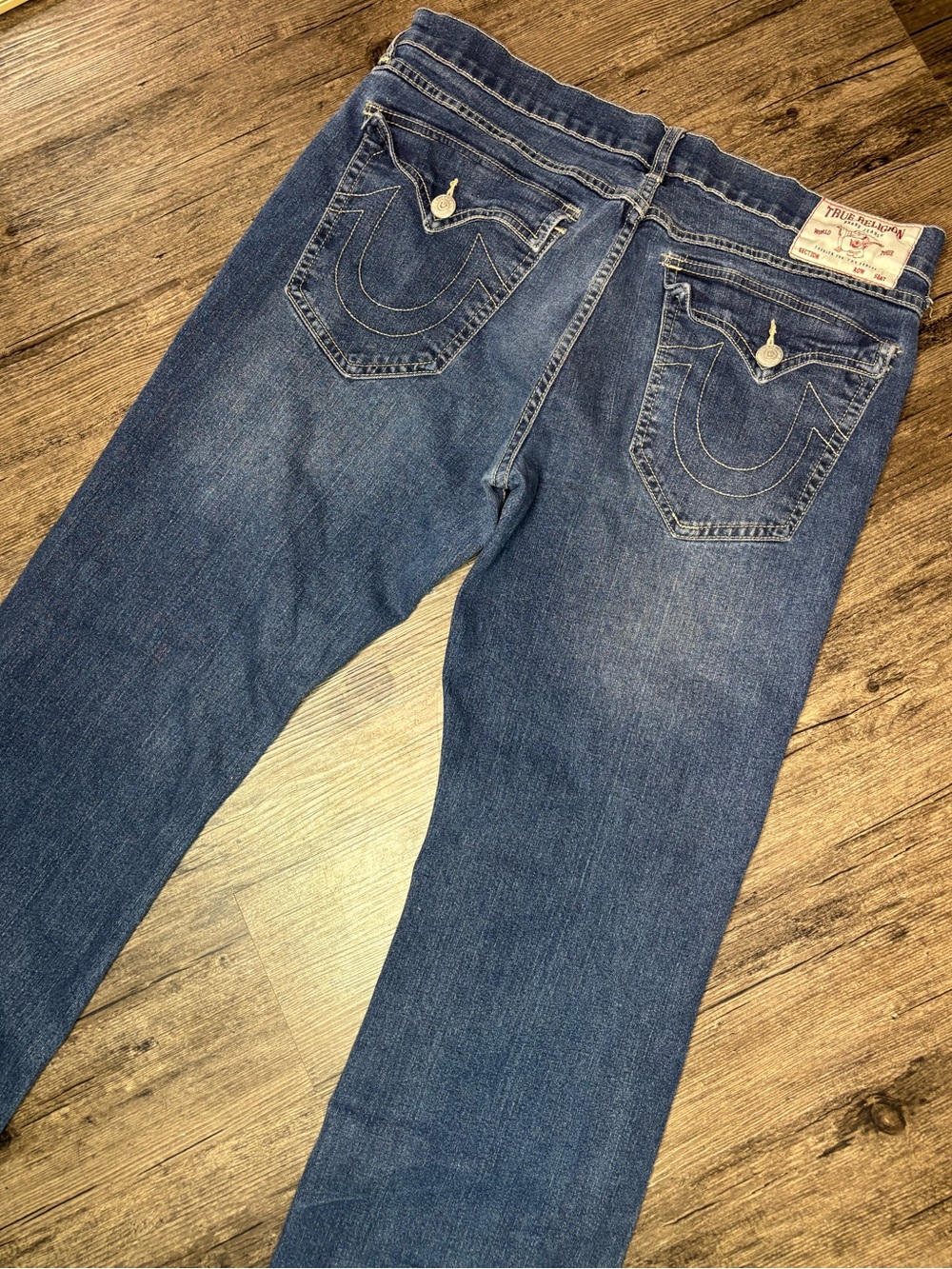 🧲True Religion Billy Relaxed Bootcut Blue Denim Horseshoe Pocket Jeans🧲